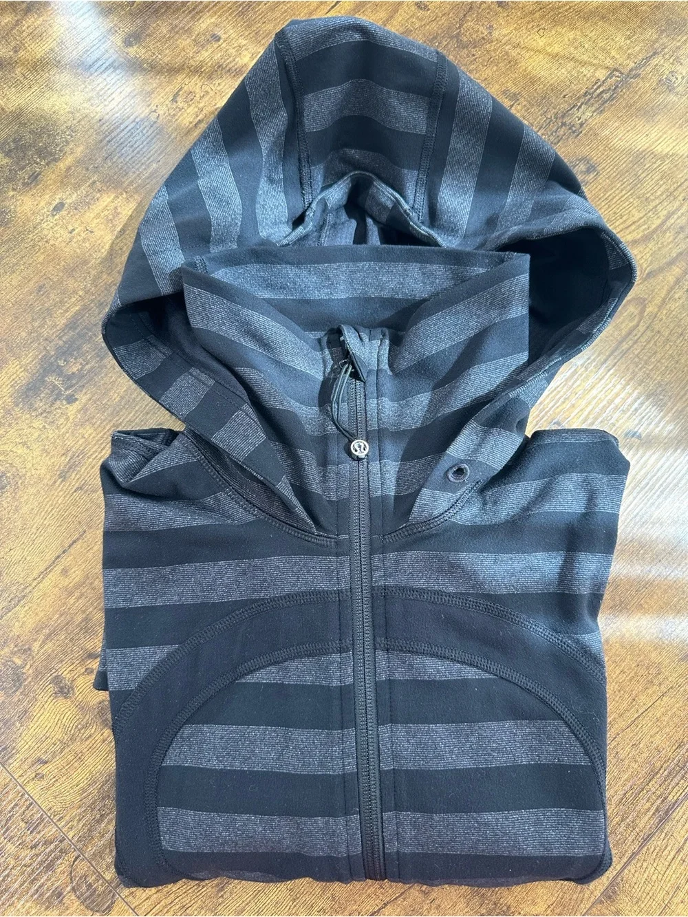 Lululemon Stride Jacket, Black Black Micro Macro Stripe, 8